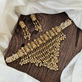 Cluster Pearl Kerala Style Lakshmi High Neck Choker-Gold Bead with Pearl-G11301