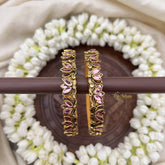 Vriksham Fancy Silk Thread Lotus Kundan Kada Bangle-Light Pink-G20806