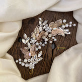 Vriksham Rose Gold Butterfly with Beaded Bridal Hair Accessories-H938