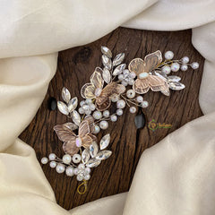 Vriksham Rose Gold Butterfly with Beaded Bridal Hair Accessories-H938