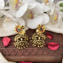 Vriksham Antique Gold Alike Mayil Lakshmi Jhumkas-G12035