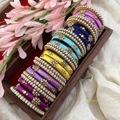 Return Gift Package -Silk Thread Bangles-Kundan Stones-Set 3-RG158