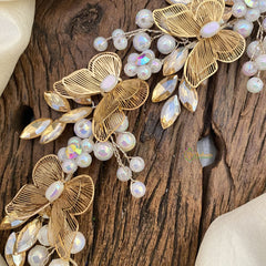 Vriksham Golden Butterfly with Beaded Bridal Hair Accessories-H937