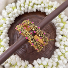 Vriksham Radha Krishna Idol Silk Thread Kundan Kada Bangle-Red-G20813