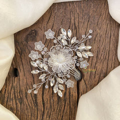 Vriksham Crystal Silver Floral Bridal Hair Accessories-H929