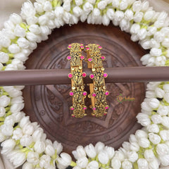 Vriksham Radha Krishna Idol Silk Thread Kundan Kada Bangle-Red-G20813