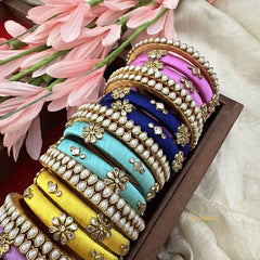 Return Gift Package -Silk Thread Bangles-Kundan Stones-Set 3-RG158