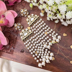 Vriksham Multi-Strand Gold Grand Heritage Kundan & Pearl Tassel Earring-G22091