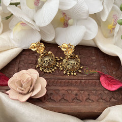 Vriksham Unique Gold Look Alike Laksmhi Jhumka-Red-Gold Bead-G18269