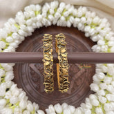 Vriksham Fancy Silk Thread Lotus Kundan Kada Bangle-Golden-G20808