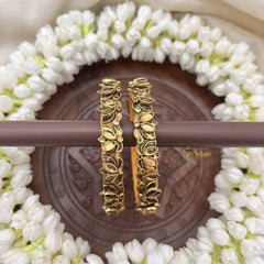 Vriksham Fancy Silk Thread Lotus Kundan Kada Bangle-Golden-G20808