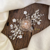 Vriksham White Stone Beaded Floral Bridal Hair Accessories-H939