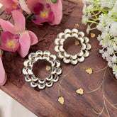 Vriksham Royal Double Round Kundan Crescent Hoop Earrings-G22092