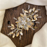 Vriksham Crystal Golden Bead Floral Bridal Hair Accessories-H932