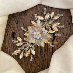 Vriksham Crystal Golden Bead Floral Bridal Hair Accessories-H932