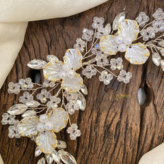 Vriksham Crystal White Bead Floral Bridal Hair Accessories-H933