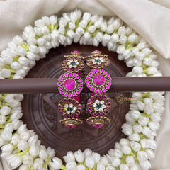 Vriksham Floral Silk Thread Kundan Kada Bangle-Pink White & Green-G20815