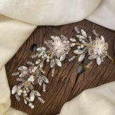 Vriksham White Stone Beaded Floral Bridal Hair Accessories-H936