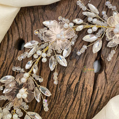 Vriksham White Stone Beaded Floral Bridal Hair Accessories-H936