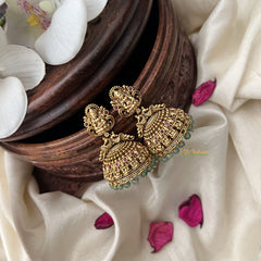 Vriksham Elegant Gold Look Alike Laksmhi Jhumka-Pastel Green Bead-G18268