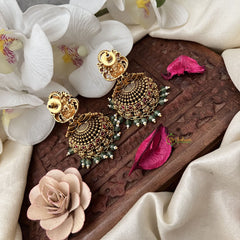 Vriksham Elegant Gold Look Alike Laksmhi Jhumka-Pastel Green Bead-G18268