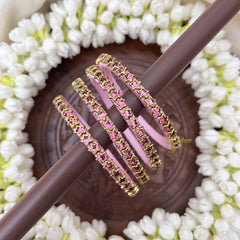 Vriksham Star Style Silk Thread Kundan Kada Bangle-Pink-G20817