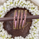 Vriksham Star Style Silk Thread Kundan Kada Bangle-Pink-G20817