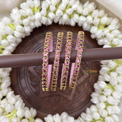 Vriksham Star Style Silk Thread Kundan Kada Bangle-Pink-G20817