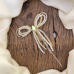 Vriksham Golden Pearl Bow Style Hair Pin-Hair Accessories-H944