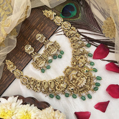 Vriksham Nakshi Bridal AD Stone Lakshmi Designs Neckpiece-Green Bead-G19108