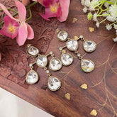 Vriksham Victorian-Style Polki Drop Earrings with Teardrop Accents Earrings-G22096