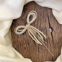 Vriksham Golden Pearl Bow Style Hair Pin-Hair Accessories-H944