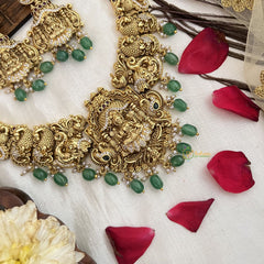 Vriksham Nakshi Bridal AD Stone Lakshmi Designs Neckpiece-Green Bead-G19108