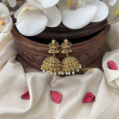 Vriksham Exquisite Gold Look Alike Jhumka-Pastel Green & White Beads-G18258