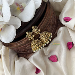 Vriksham Exquisite Gold Look Alike Jhumka-Pastel Green & White Beads-G18258