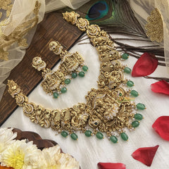 Vriksham Nakshi Bridal AD Stone Lakshmi Designs Neckpiece-Green Bead-G19108