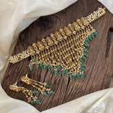 Cluster Pearl Kerala Style Lakshmi High Neck Choker-Green Bead-G11300