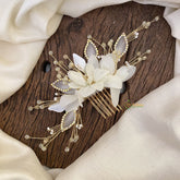 Vriksham White Floral Beaded Hair Pin-Hair Accessories-H945