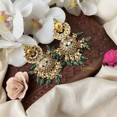 Vriksham Exquisite Floral Jhumka-White-Pastel Green Bead-G18273