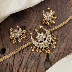 Simple Half Moon Pendant High Neck Choker-White-G10448