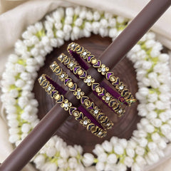 Vriksham Elegant Heart Style Silk Thread Kundan Bangles-Blue-G20824