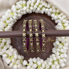 Vriksham Elegant Heart Style Silk Thread Kundan Bangles-Blue-G20824