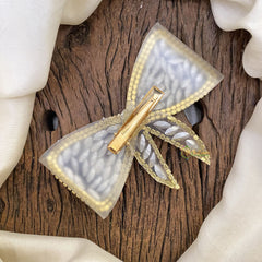 Vriksham White Stone Studded Bow Style Hair Pin-Hair Accessories-H950