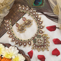 Vriksham Designer Manga Style with Floral Neckpiece-Pearl-G19087