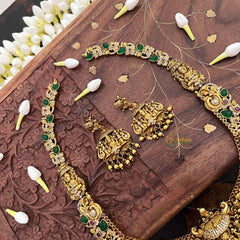 Vriksham Classic Lakshmi AD Stone Gold Bead & Green Red Accents Long Neckpiece-G21499