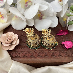 Vriksham Gold Look Alike Lakshmi With Dual Elephant Jhmka-G18193