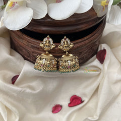 Vriksham Gold Look Alike Lakshmi With Dual Elephant Jhmka-G18193