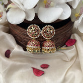 Vriksham Exquisite Peacock Designer Jhumka-Pearls-Pastel Green Beads-G18256