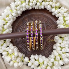 Vriksham Diagonal Style Dot Silk Thread Kundan Bangles-Lavender-G20831