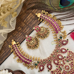 Vriksham Maanga Designs Hasli Neckpiece-Red-Gold Bead-G19107